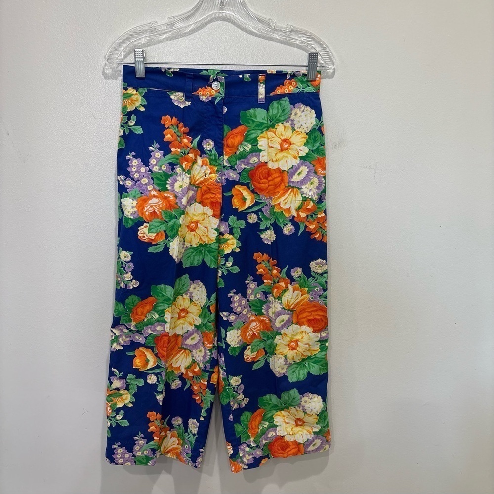 Lauren Ralph Lauren Floral Wide Leg Cropped Cotton Pants Women’s Size 4